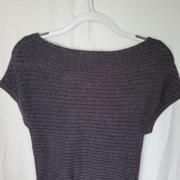 Calvin Klein Purple Metallic Wool Blend Cap Sleeve Tunic Sweater Blouse Size XS - Picture 9 of 11